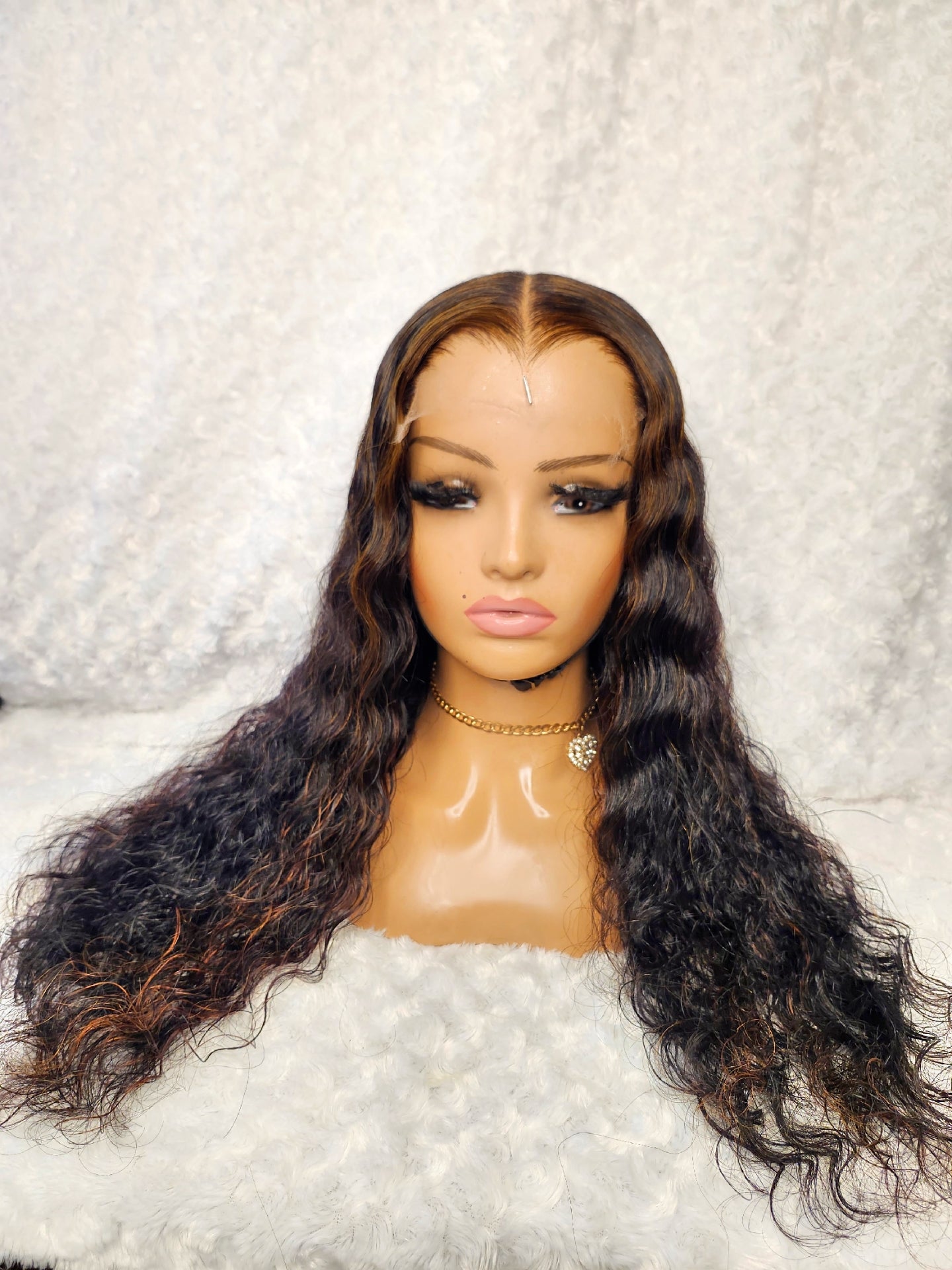 ✨ SIENNA – Deep Wave 5×5 HD Lace Wig | Honey Brown Highlights | Glueless | Human Hair | 20 Inch 🍯