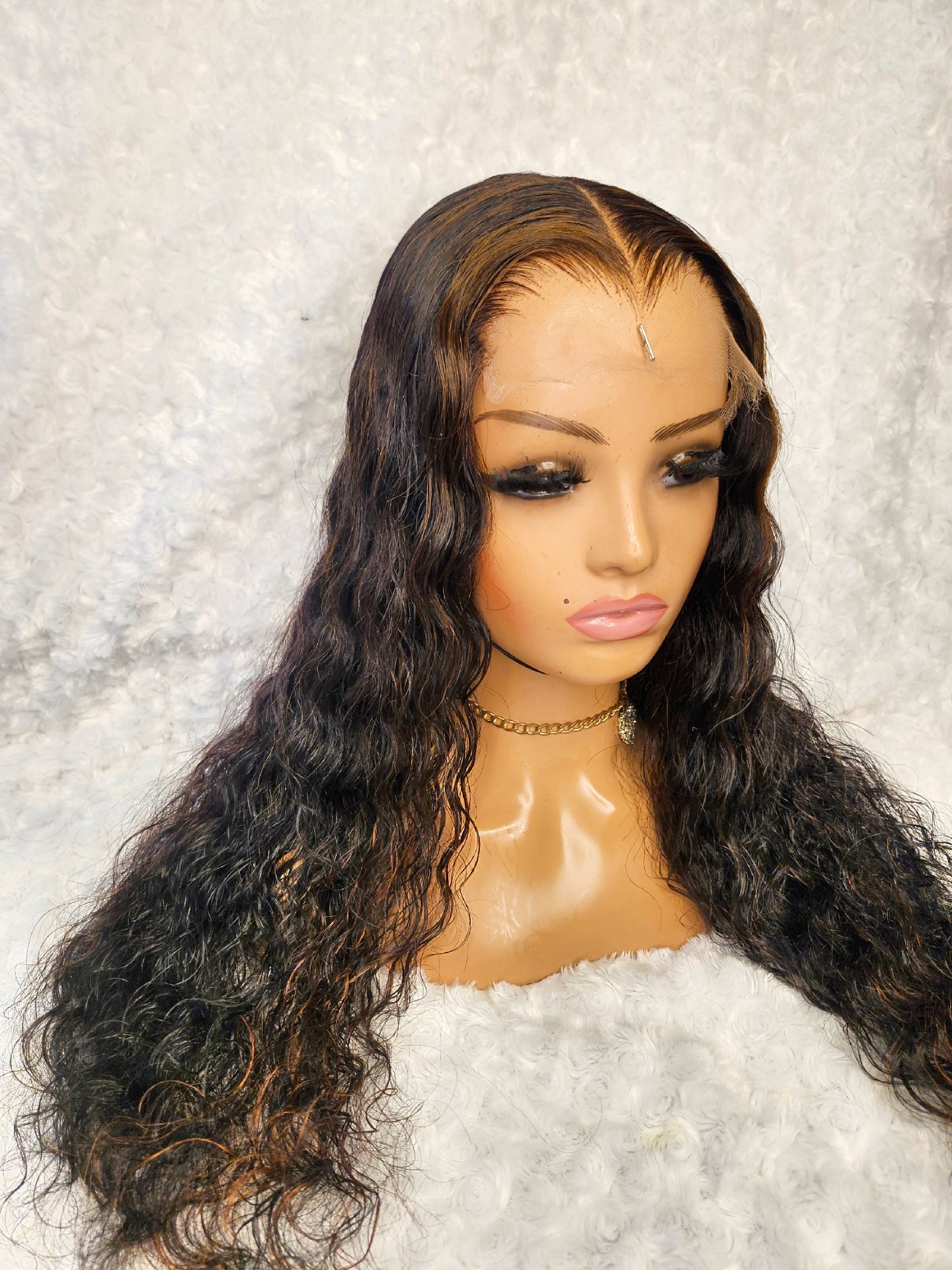 ✨ SIENNA – Deep Wave 5×5 HD Lace Wig | Honey Brown Highlights | Glueless | Human Hair | 20 Inch 🍯